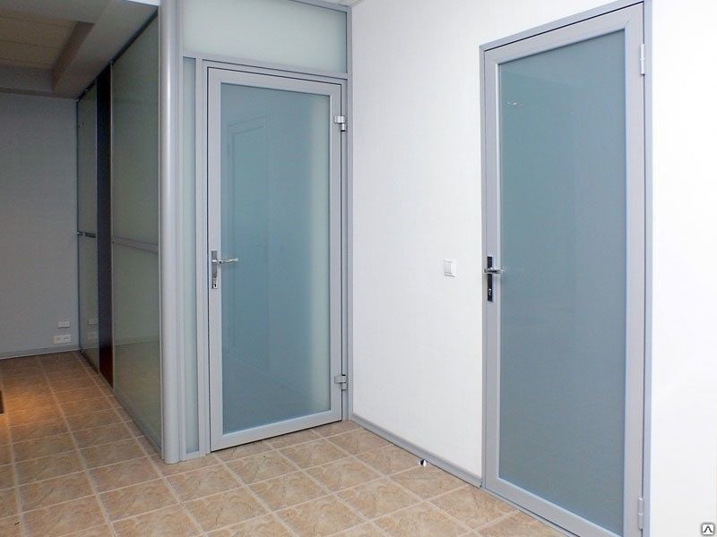 Двери офисные в алюминиевом профиле, двойное остекление