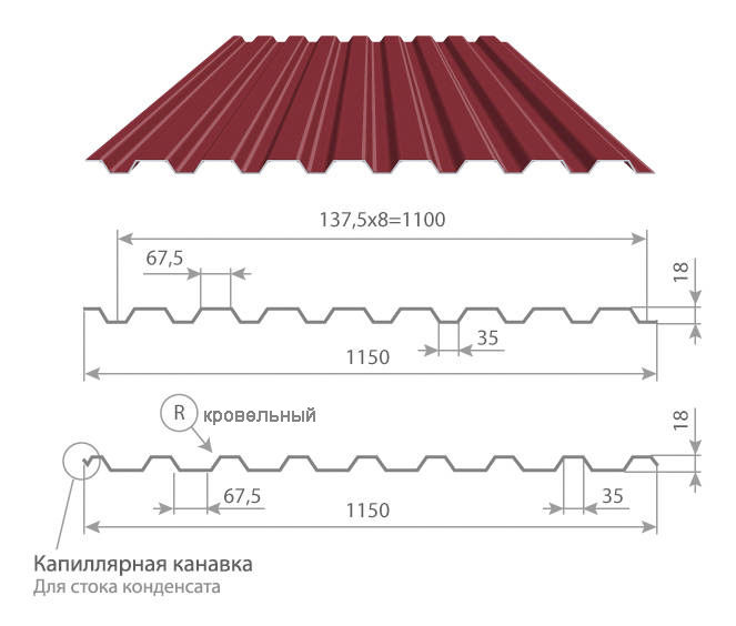 Металлпрофиль с 21 размеры профиля чертеж