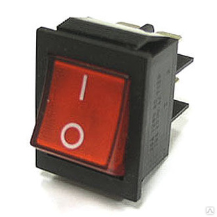 Выключатель 1-клавишный, красный индикатор 250В, 15А ON-OFF 