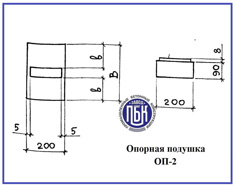 ЖБИ подушка опорная ОП 2 Серия 3.006.1-2.87