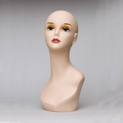 Манекен голова женский для шапок, с волосами (парик отдельно) - FL-01
