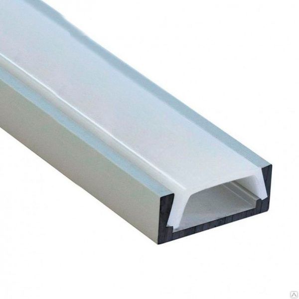 Алюминиевый профиль для светодиодной ленты накладной 16х6мм, 2м