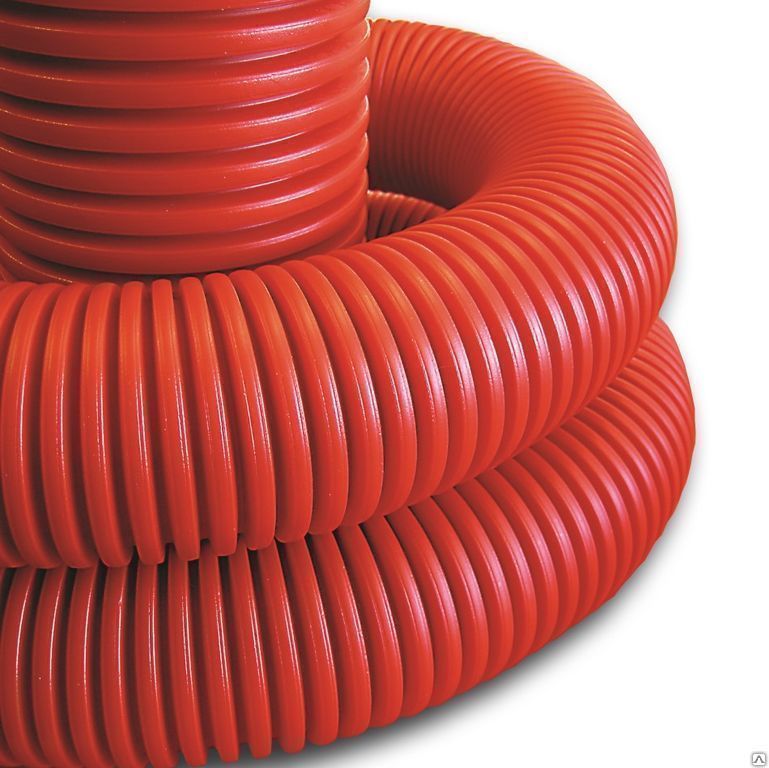 Труба гибкая двустенная для кабельной канализации 90мм с протяжкой с муфтой красная (50м) DKC Octopus 121990