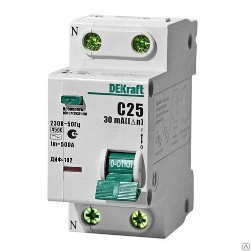 Выключатель автоматический дифференциальный (АВДТ) 1П+N 40А 30мА AC DEKraft