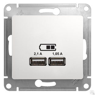 USB розетка GLOSSA 5В/2100мА 2х5В/1050мА 