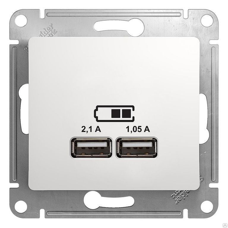 USB розетка GLOSSA 5В/2100мА 2х5В/1050мА