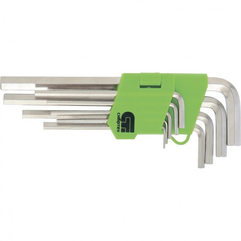 Набор ключей имбусовых HEX, 2-12 мм, 45x, закаленные, 9 шт, короткие, никел
