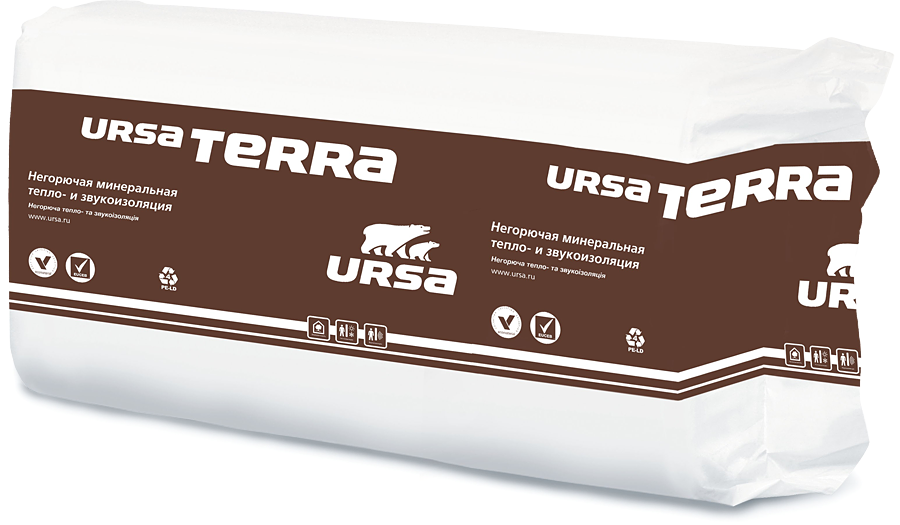 Плиты URSA Terra 37 PN (1250х610х100 мм) упаковка 0,762 м3/7.625 м2