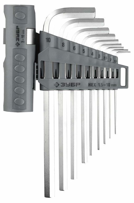 Ключи имбусовые длинные с шариком HEX 1,5-10мм, 9 предм, ЗУБР 2745-31-2_z01
