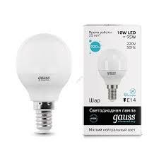 Лампа светодиодная LED Elementary A60 E27 10 Вт грушевидная 4100 К белая 920 Лм GAUSS 23220
