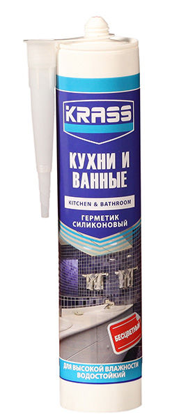 Герметик Красс для Кухни и ванны силиконовый белый 300 мл /12