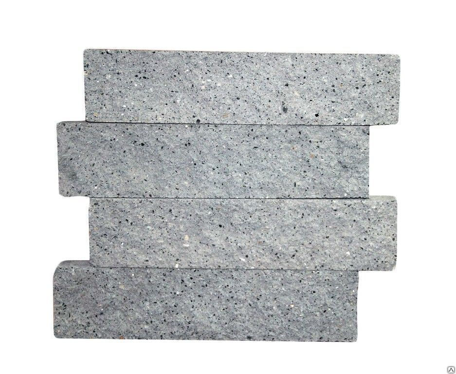 Кирпич бетонный "Рваный камень" 390х90х90 серый