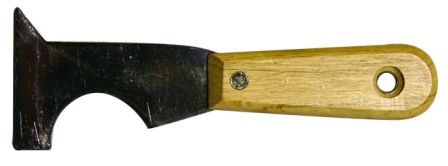 Шпатель-скребок стальной с дерев. ручкой 63мм многофункциональный "888" (12