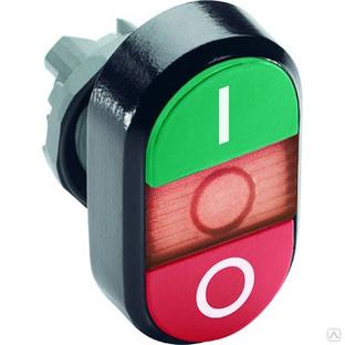 Кнопка двойная MPD2-11R (зел./красн.) красн. линза с текстом "I/O" ABB 1SFA611131R1101 