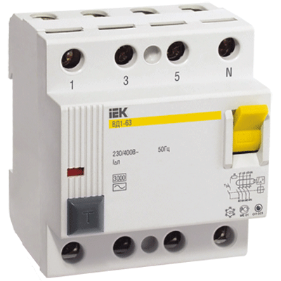 Выключатель диф. тока 4п 100A 30mA тип AC ВД1-63 ИЭК MDV10-4-100-030
