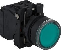 Кнопка зеленая 22мм с подсветкой 24В 1но+1нз (XB5AW33B5)