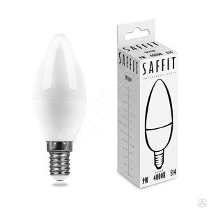 Лампа светодиодная LED Е14 9 Вт белая матовая свеча (SBC3709) SAFFIT 55079 