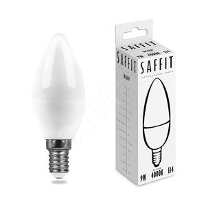Лампа светодиодная LED Е14 9 Вт белая матовая свеча (SBC3709) SAFFIT 55079