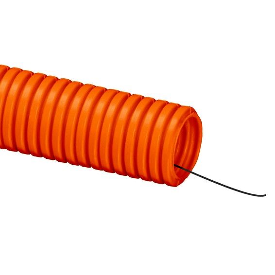 Труба гофрированная ПНД d32 мм с протяжкой оранжевая 25 м ДКС 71932