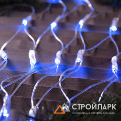 Светодиодная сетка 192 led (2х1,5м) нить прозрачная, свечение синее