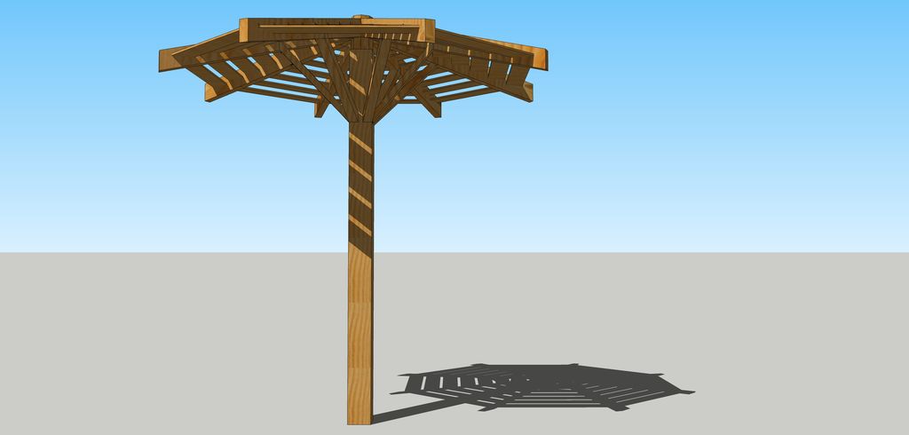 Зонт солнцезащитный деревянный ЗСП-01 3