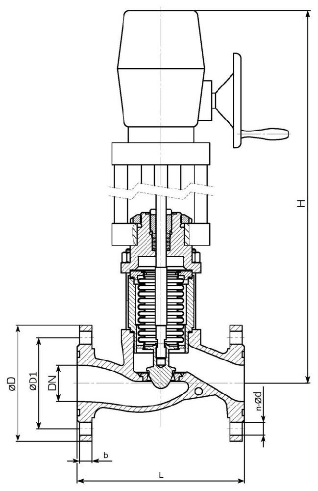 Вентиль (клапан) запорно-регулирующий сильфонный 14с985п Ду 150 Ру 16