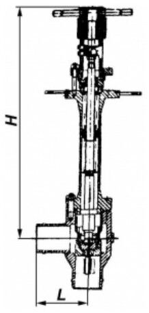 Вентиль (клапан) запорный угловой с удлиненным корпусом 24нж12бк (М 29165) Ду 100 мм Ру 160