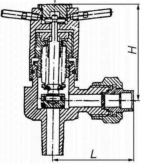 Вентиль (клапан) запорный угловой сильфонный 15нж70п (У 26201-05с) Ду 32 мм Ру 40