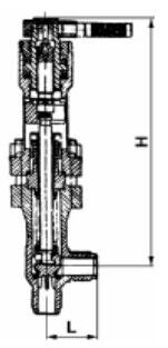 Вентиль (клапан) запорный угловой сильфонный с указателем положения золотника 24нж22ст (С 29023) Ду 32 мм Ру 200