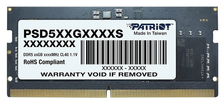 Оперативная память Patriot Patriot PSD516G480081S/16GB / PC5-38400 DDR5 UDIMM-4800MHz SO-DIMM/в комплекте 1 модуль