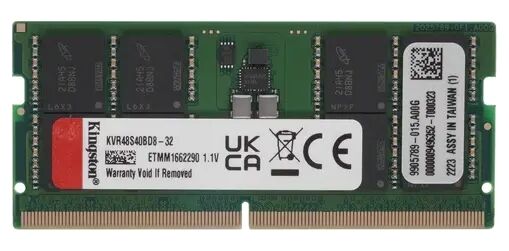 Оперативная память Kingston Kingston KVR48S40BD8-32/32GB / PC5-38400 DDR5 UDIMM-4800MHz SO-DIMM/в комплекте 1 модуль