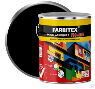 Краска Фарбитекс ПФ-115 алкидная, черная 5кг #1