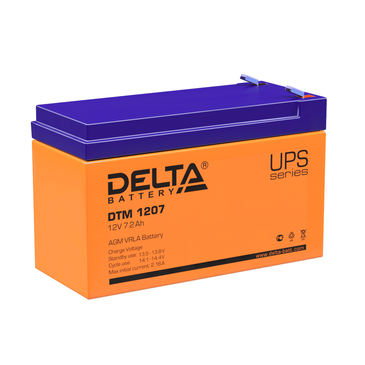 Аккумуляторная батарея 12-7 (12В, 7Ач) Delta DTM 1207