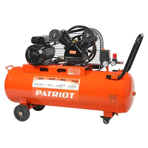 Компрессор ременной масляный Patriot LRM 100-480R, 100 л 480 л/мин 2.2 кВт PATRIOT