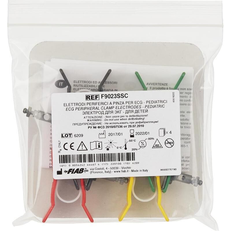 Электроды для ЭКГ многоразовые Fiab детские на конечности (4 штуки в упаковке)