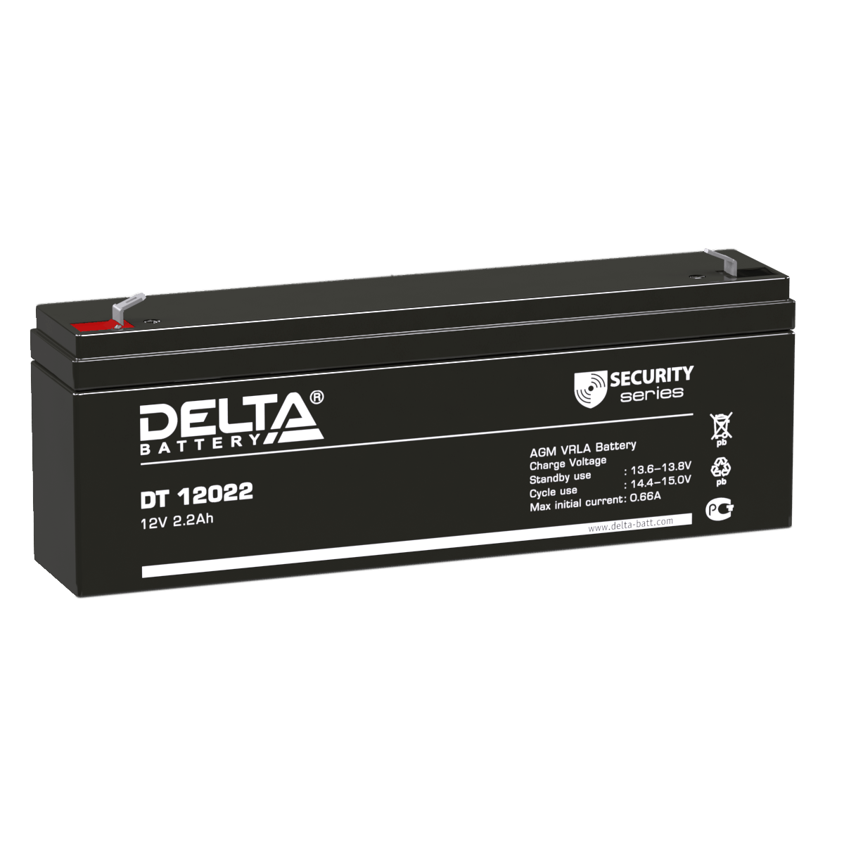 Аккумуляторная батарея 12-2,2 (12В, 2,2Ач) Delta DT 12022