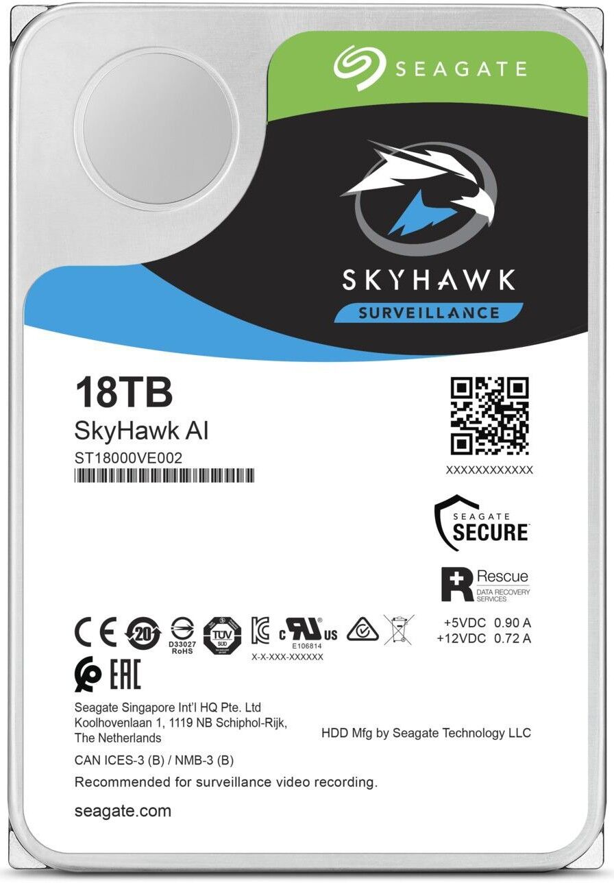 Жесткий диск HDD Seagate Seagate SkyHawk AI ST18000VE002/SATA III/18 TB 7200об/мин