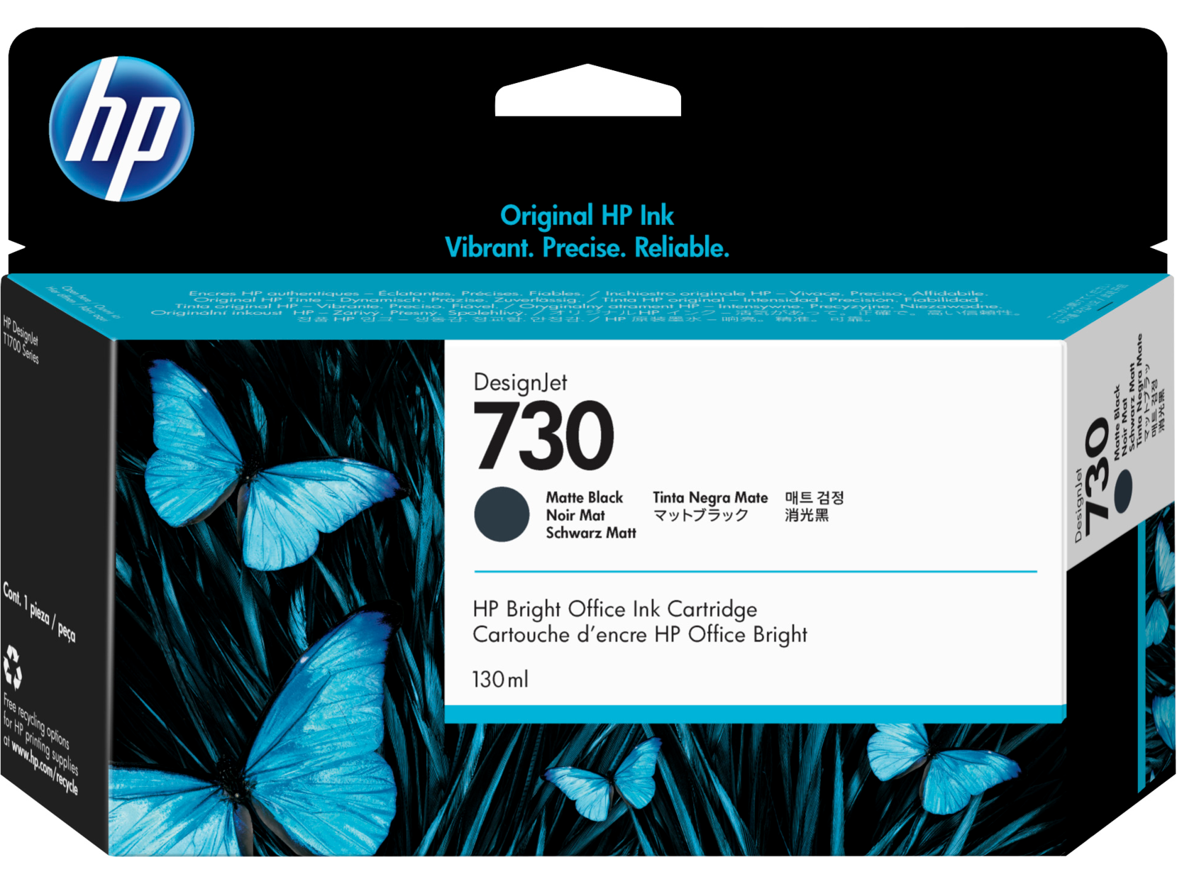 Картридж для печати HP Картридж HP 730 P2V65A вид печати струйный, цвет Черный матовый, емкость 130мл.