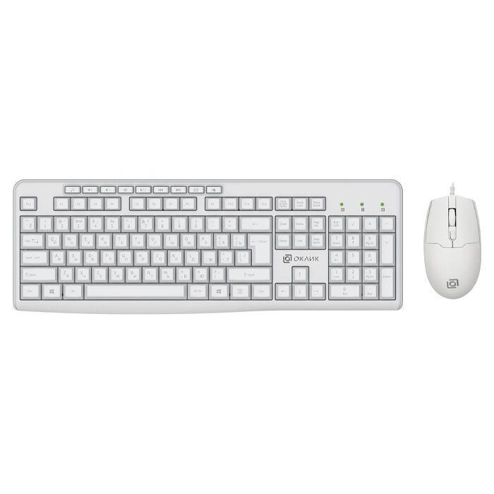 Набор клавиатура+мышь проводные Oklick S650, USB белые