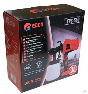 Краскопульт Edon EPS-550, 500Вт, 0,8 литра, 650мл/мин, вязкость 40DIN/sec, насадка d-1,5мм #1