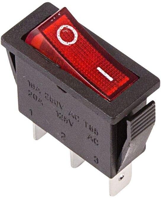 Выключатель клавишный 250V 15А (3с) ON-OFF красный с подсветкой (RWB-404, SC-791, IRS-101-1C) Rexant