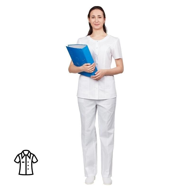 Блуза медицинская женская м16-БЛ с коротким рукавом белая (размер 56-58, рост 158-164) NoName