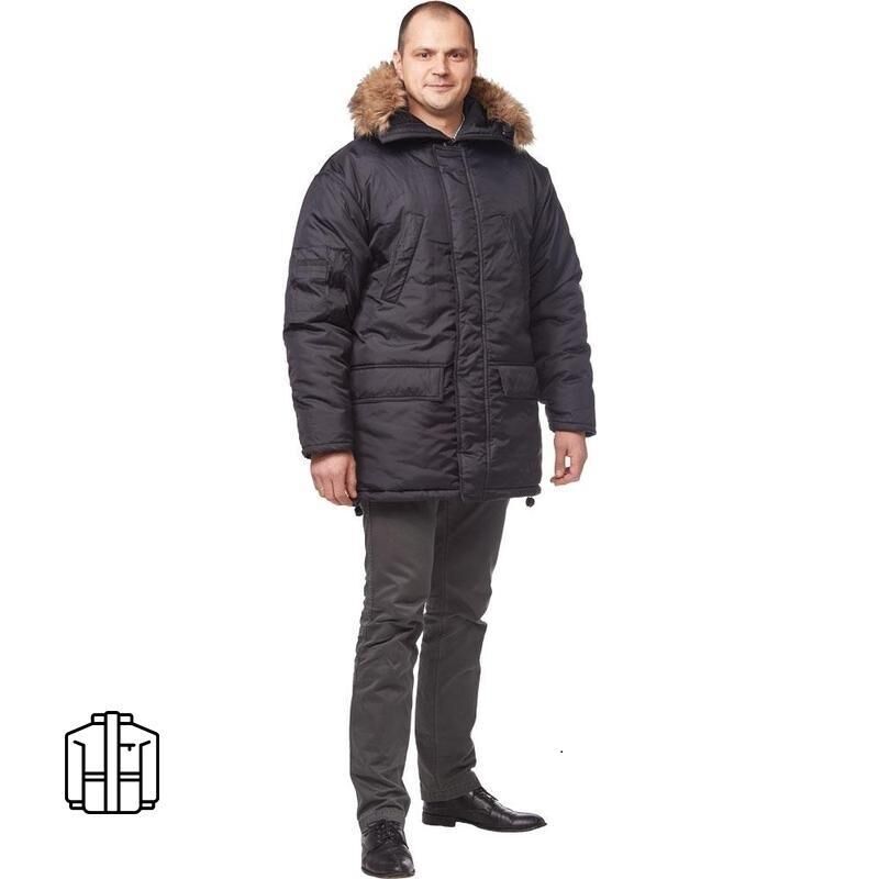 Куртка рабочая зимняя мужская Аляска черная (размер 60-62, рост 170-176) NoName