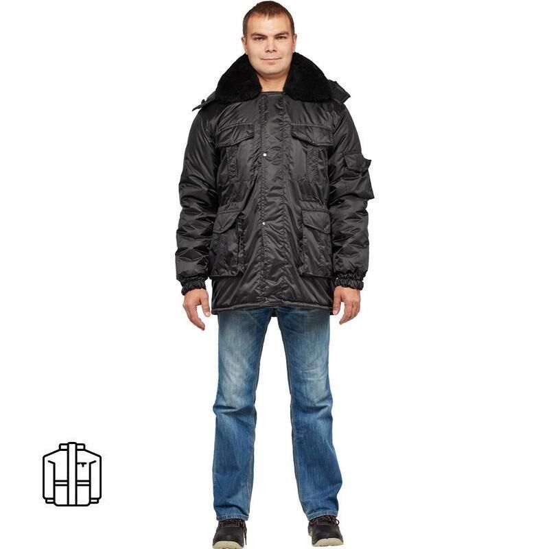 Куртка зимняя (куртка охранника) мужская з42-КУ черная (размер 44-46, рост 182-188) NoName