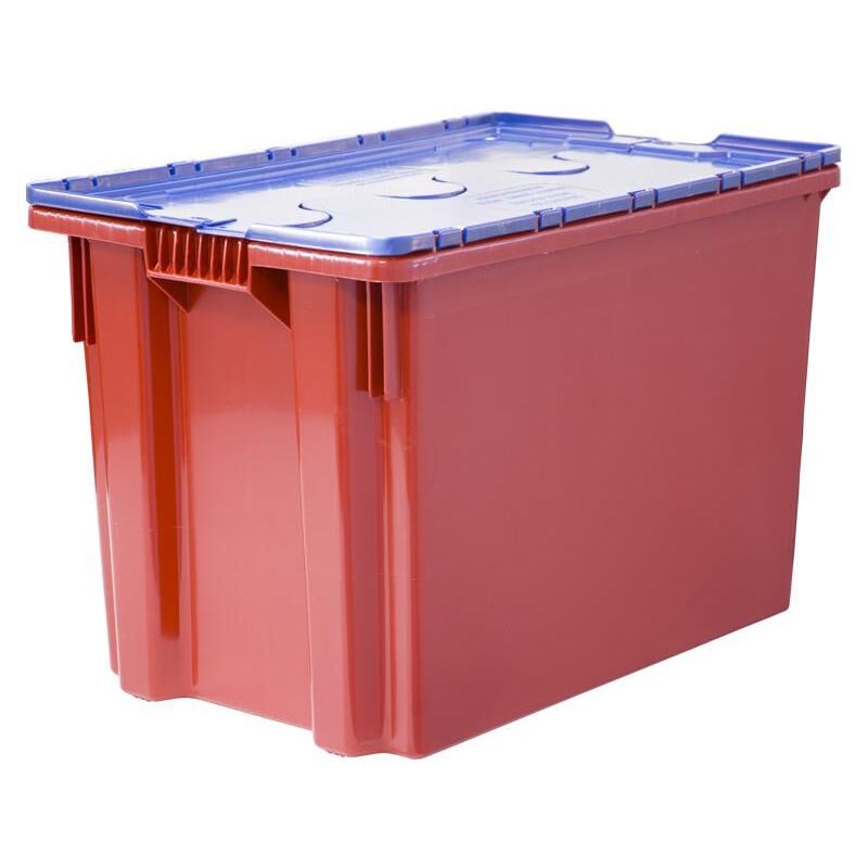 Ящик (лоток) универсальный из ПНД с крышкой 600х400х400 мм синий/красный NoName
