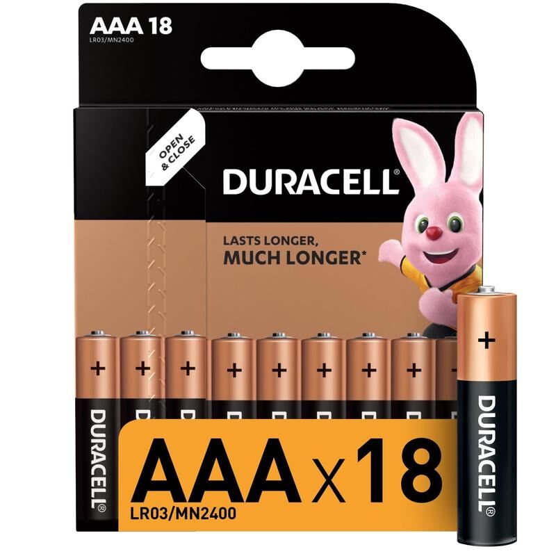Батарейки ААА мизинчиковые Duracell (18 штук в упаковке)