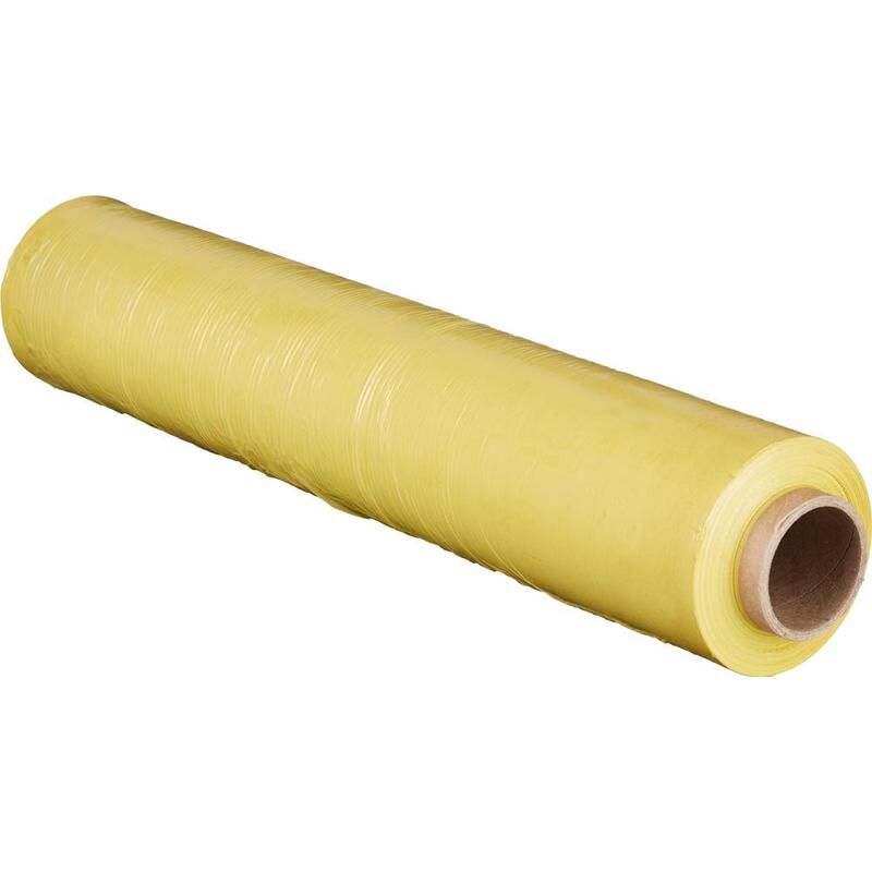 Стрейч-пленка для ручной упаковки желтая вторичное сырье вес 2 кг 20 мкм x 217 м x 500 мм NoName