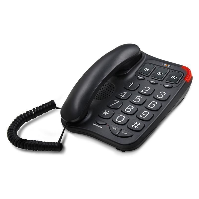 Телефон проводной TeXet TX-214 черный teXet