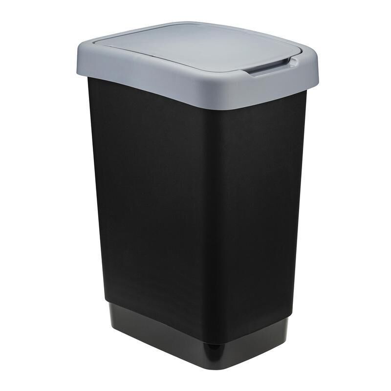 Ведро для мусора Idea Twin 25 л пластик черное/серое (26x33x47 см)