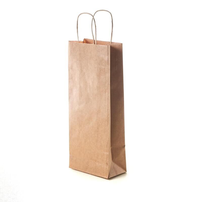 Крафт-пакет бумажный коричневый с кручеными ручками 14x8x33 см 80 г/кв.м био (100 штук в упаковке) NoName